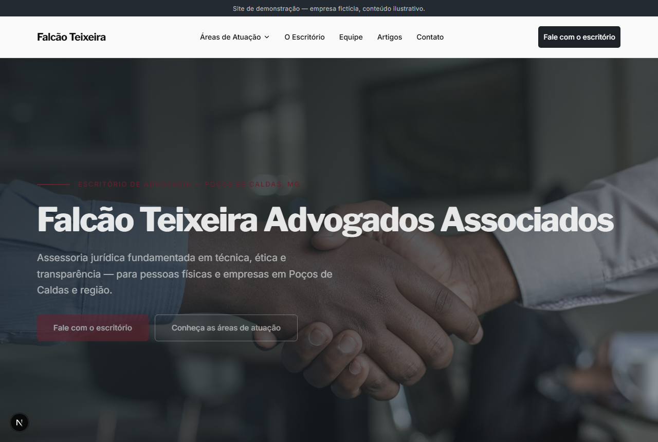 Site do escritório Falcão Teixeira Advogados Associados