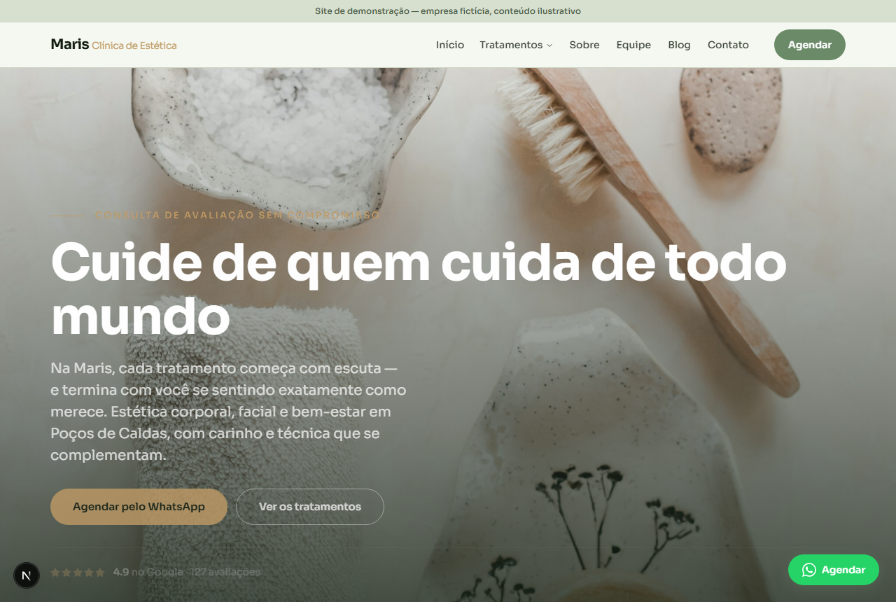 Site da Maris Clínica de Estética